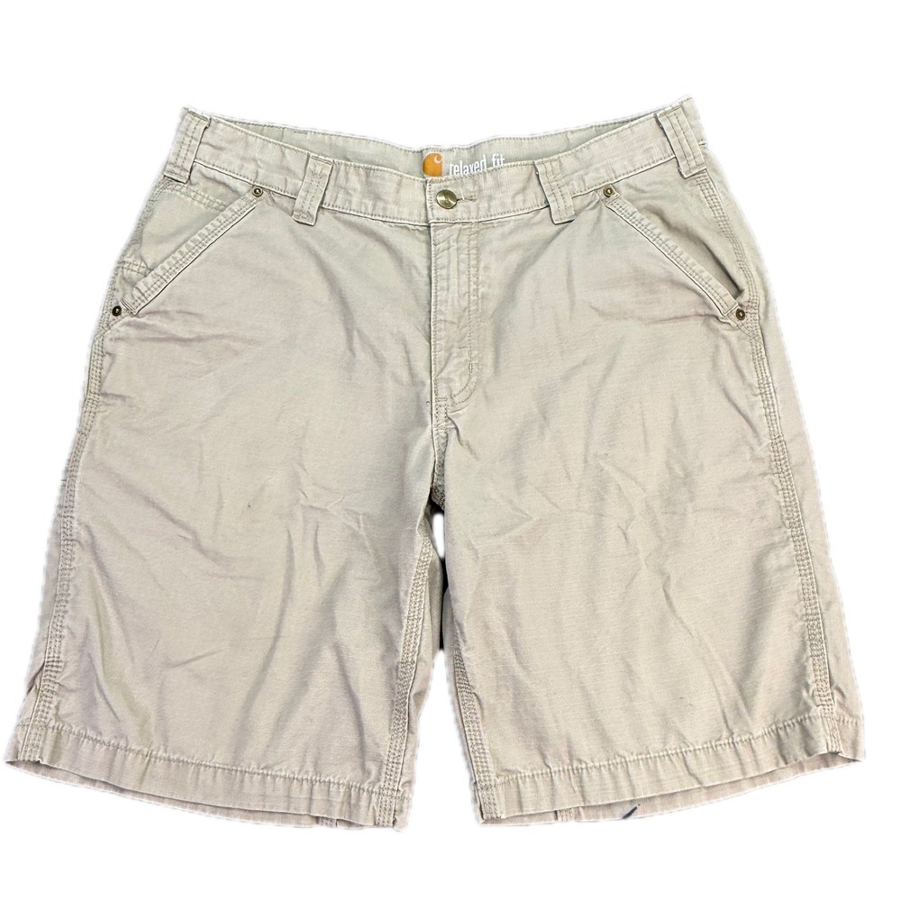 Carhartt Cargo Shorts Mens 34 Tan Relaxed Fit Ripstop Workwear 100240 232